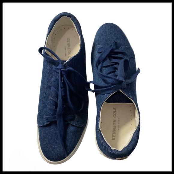 KENNETH COLE NY KAM DENIM W/Gold on Heels Sz 6.5 - Picture 5 of 10